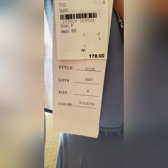 Bill Levkoff Blue Ruffle V-Neck Wrap Gown US 8 - Picture 7 of 7